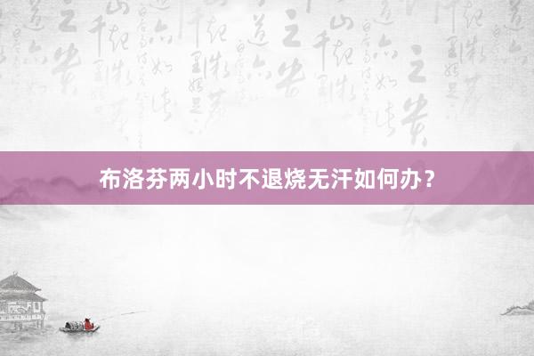 布洛芬两小时不退烧无汗如何办？